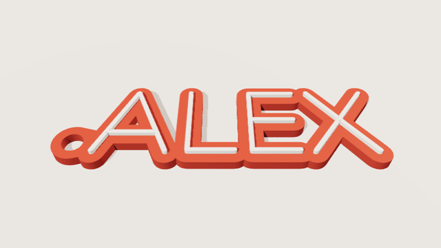 Create a personalized 3D printable name keychain. ALEX preview